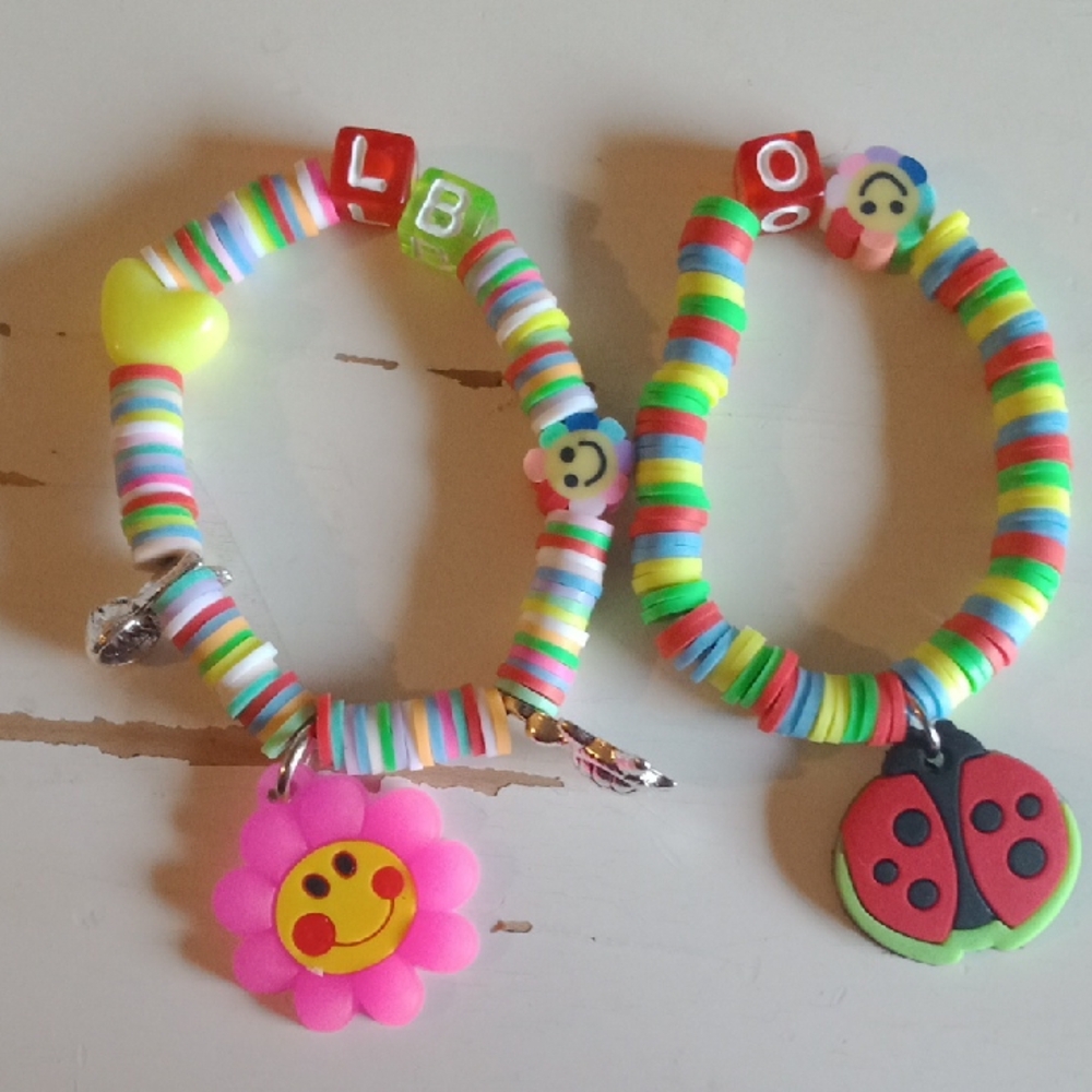 Colorful Beaded Bracelets with Charms